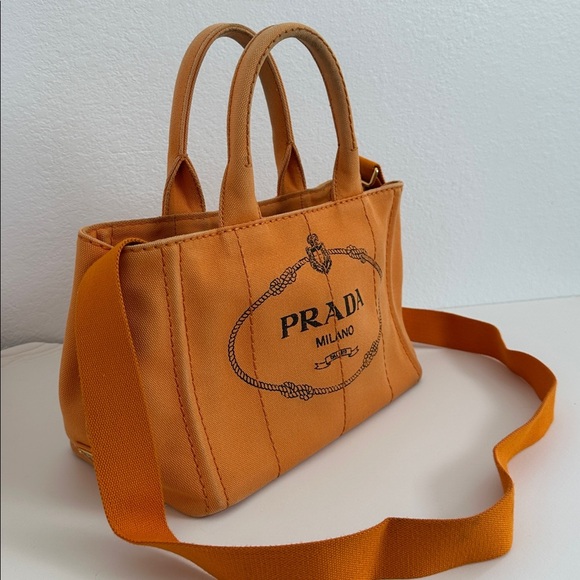 💯Authentic Prada  Canapa Orange Tote Bag🍀 - Picture 8 of 17